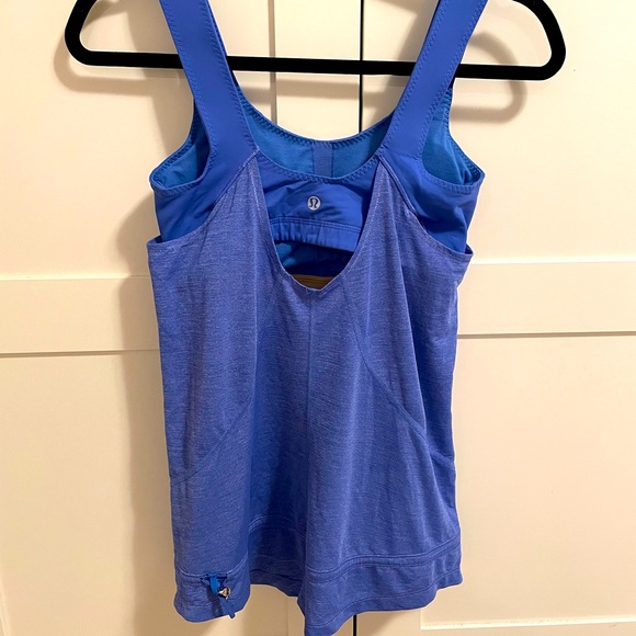 Lululemon Run For Your Life Tank Layered Built in Bra royal blue/purple Sz 4 - Picture 5 of 8